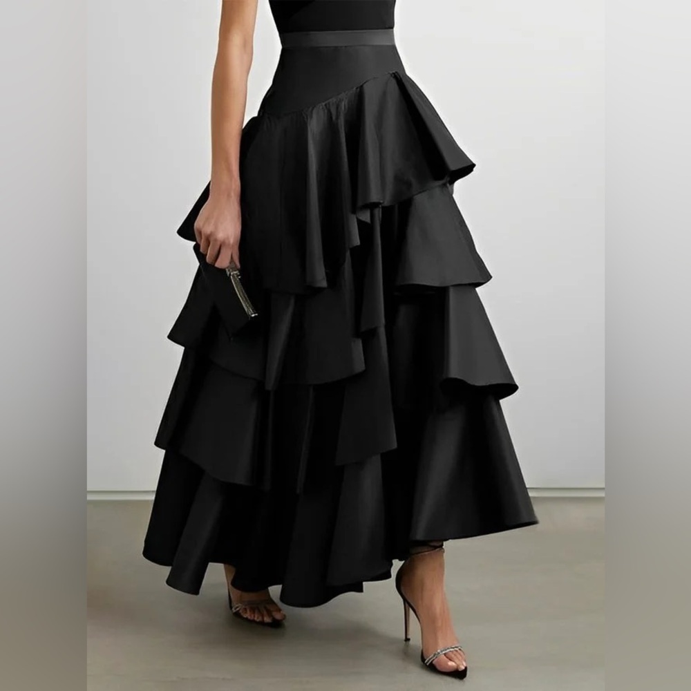 NWT Elegant Navy Blue Tiered 100% Cotton Skirt - Picture 3 of 9